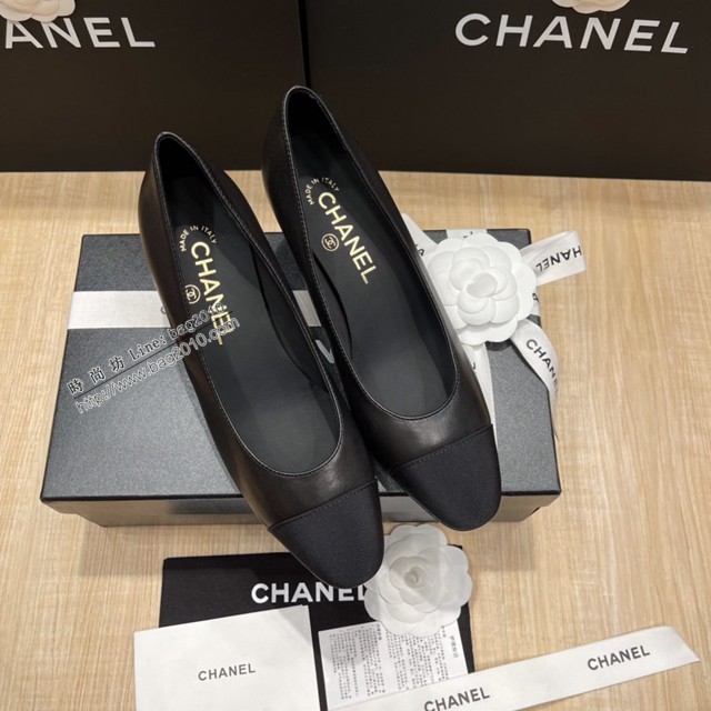 Chanel專櫃經典款女士拼色單鞋 香奈兒頂級版本平跟鞋高跟鞋 dx2594